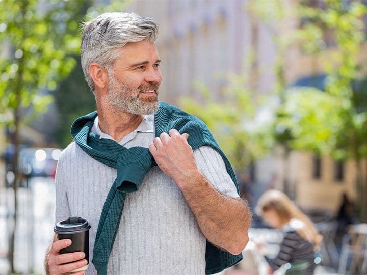 Husband and wife smiling