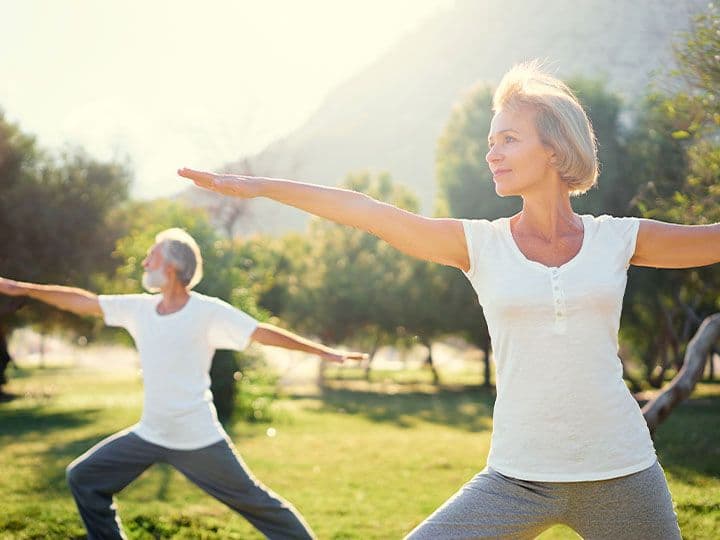 Husband and wife smiling