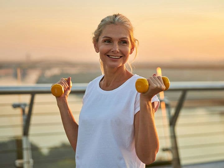 Husband and wife smiling