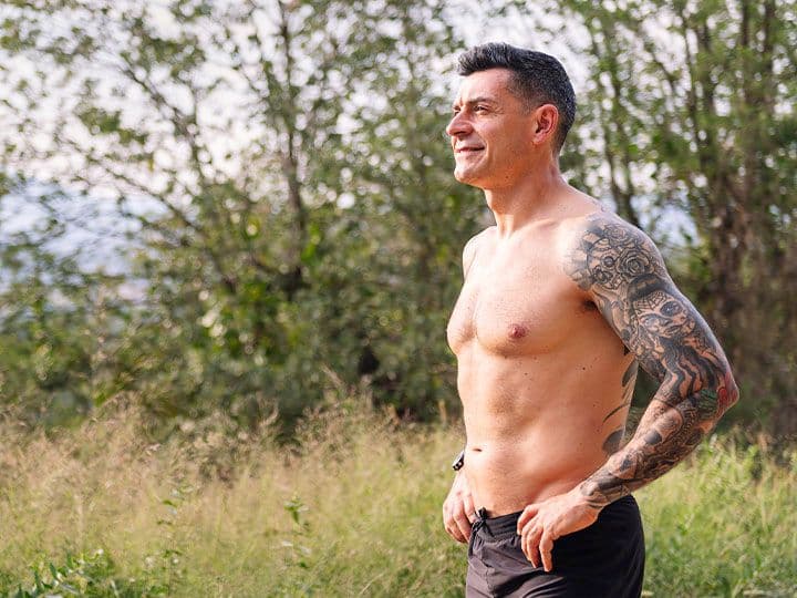 Husband and wife smiling