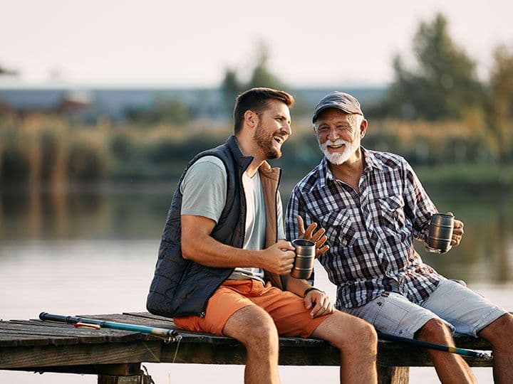 Husband and wife smiling