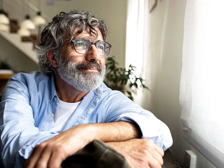 Husband and wife smiling