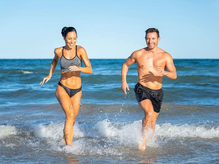 Husband and wife smiling