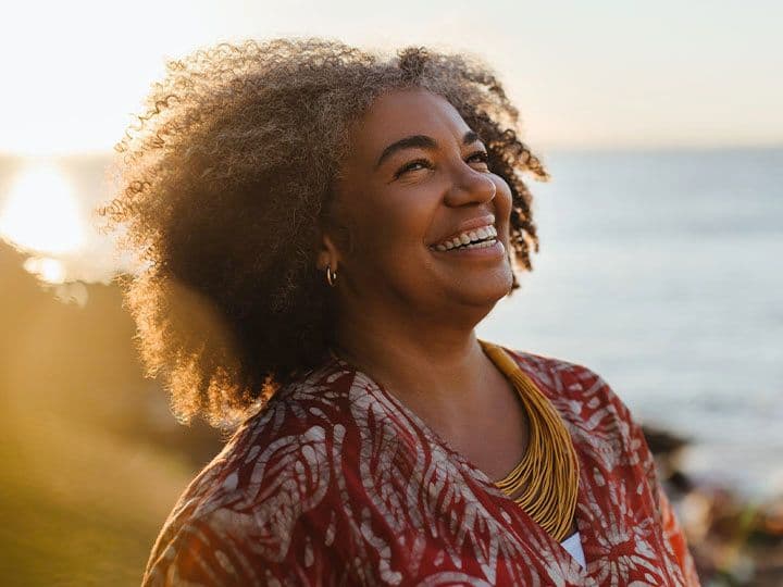 Husband and wife smiling
