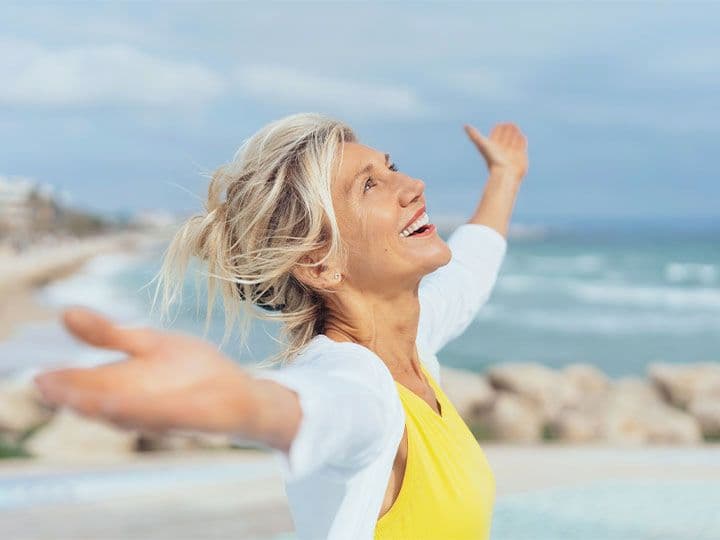 Husband and wife smiling
