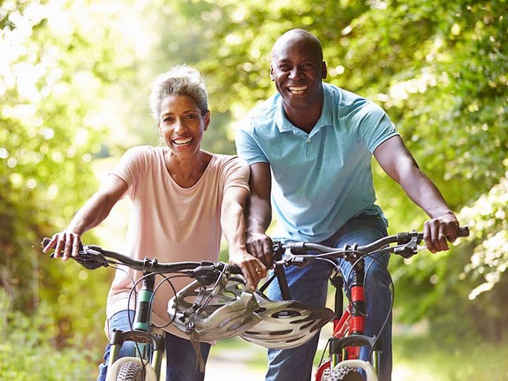Husband and wife smiling