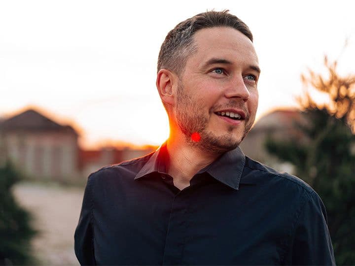 Husband and wife smiling